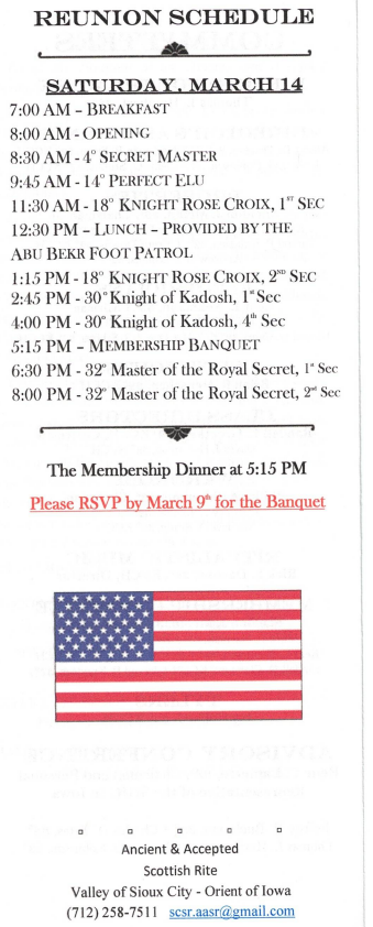 Reunion Schedule